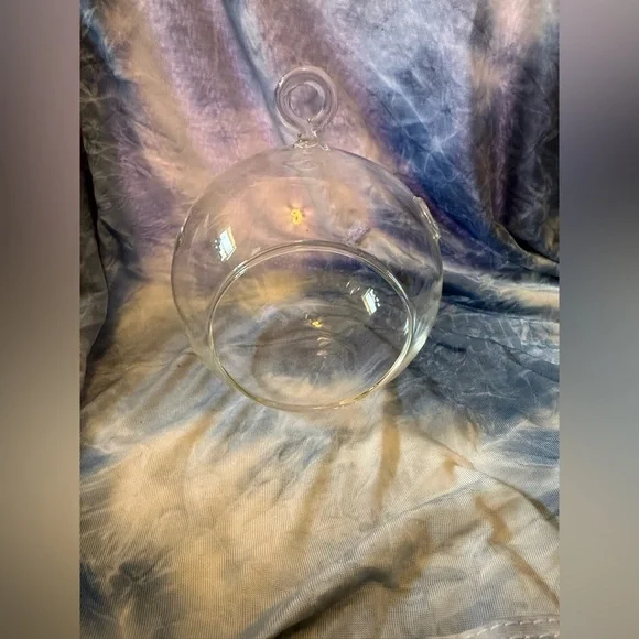 Elegant Glass Hanging Terrarium with Black Stand - Picture 4 of 5